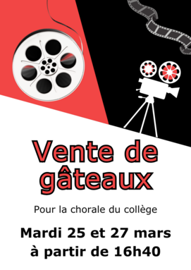 affiche vente gâteau mardi 25 et jeudi 27 mars